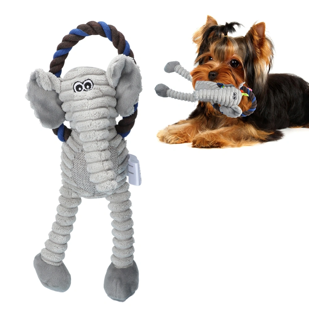 Soft Plush Pet Sounding Teeth Cleaning Protection Chewing Biting Interactive Training Toy for DogsElephant