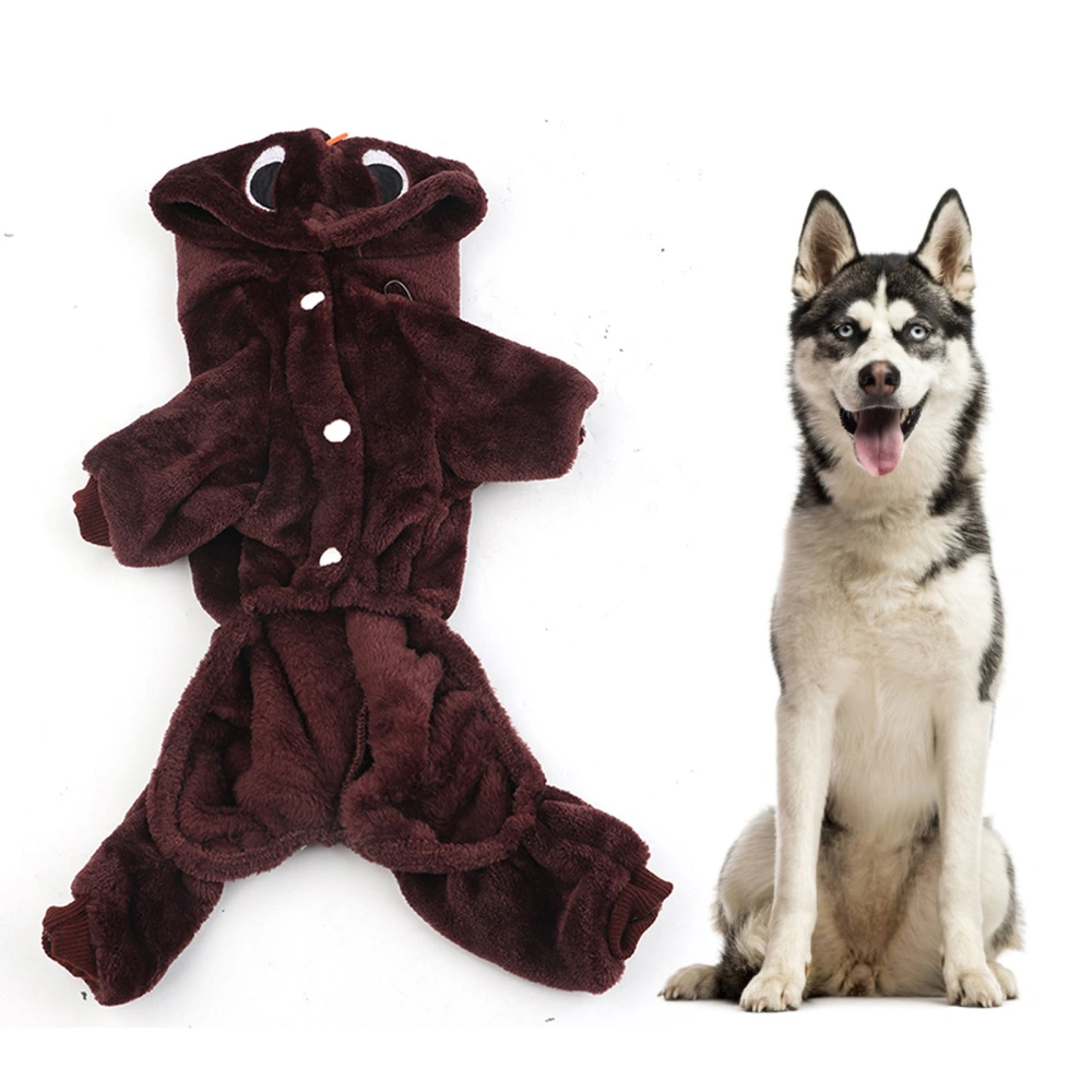 Winter Coral Fleece Coffee Pet Four Feet Dinosaur Costume Warm Clothes Clothing for Dogs Cats