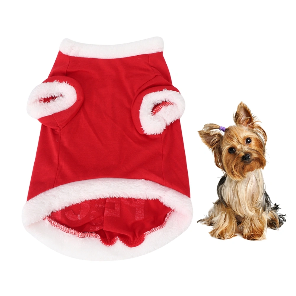 Red Plush LOVE Pattern Costume Pet Christmas Dress Holiday Party Clothing Clothes for Dogs Cats