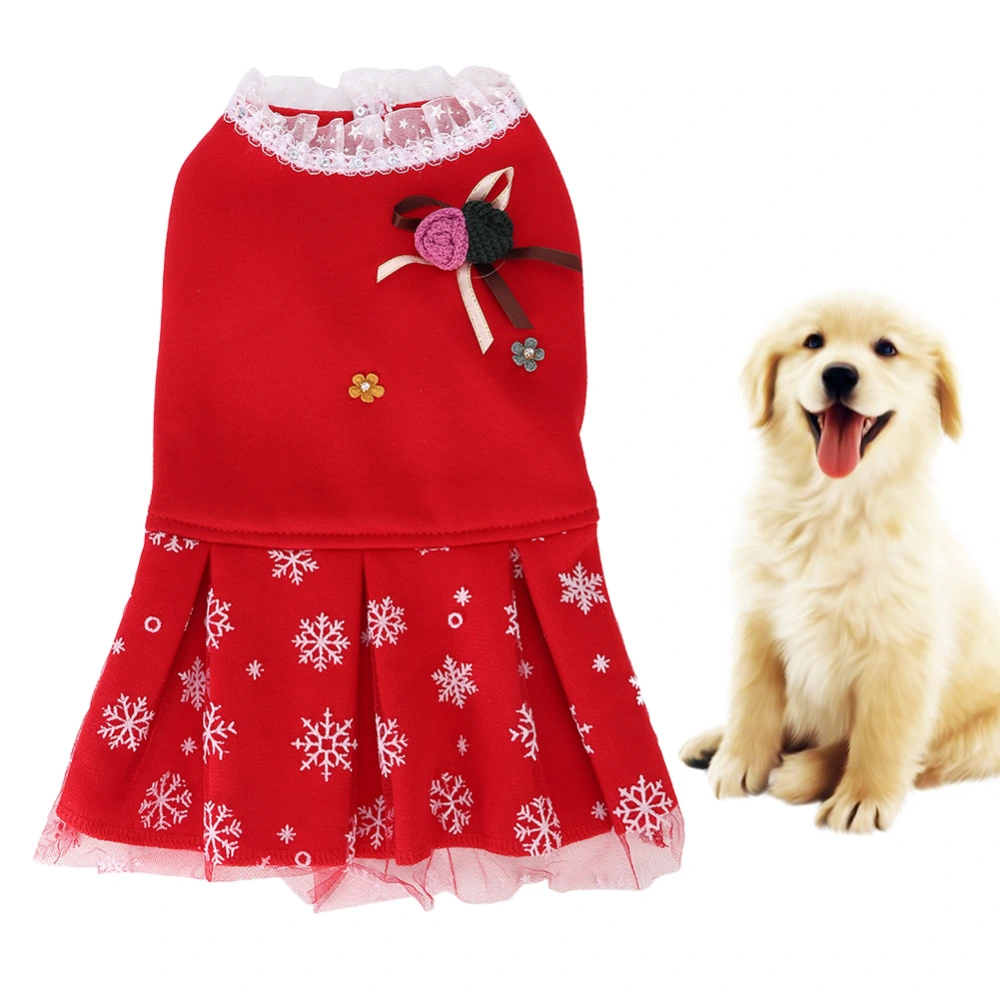 Pet Cotton Dress Clothes Christmas Costume with Snowflake Pattern for Dog Cat