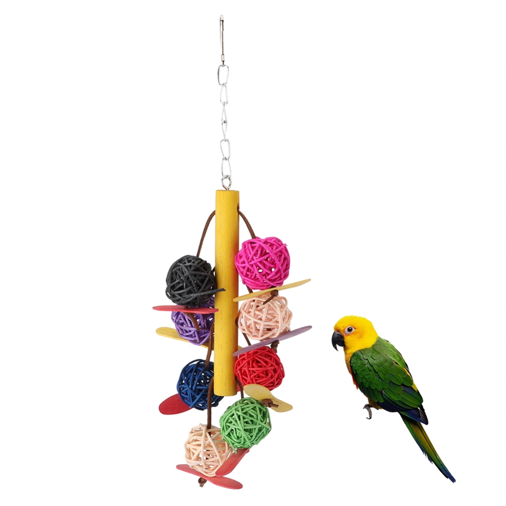 Pet Parrot Chewing Biting Toy Colorful Sepaktakraw String with Hook for Medium Small Bird