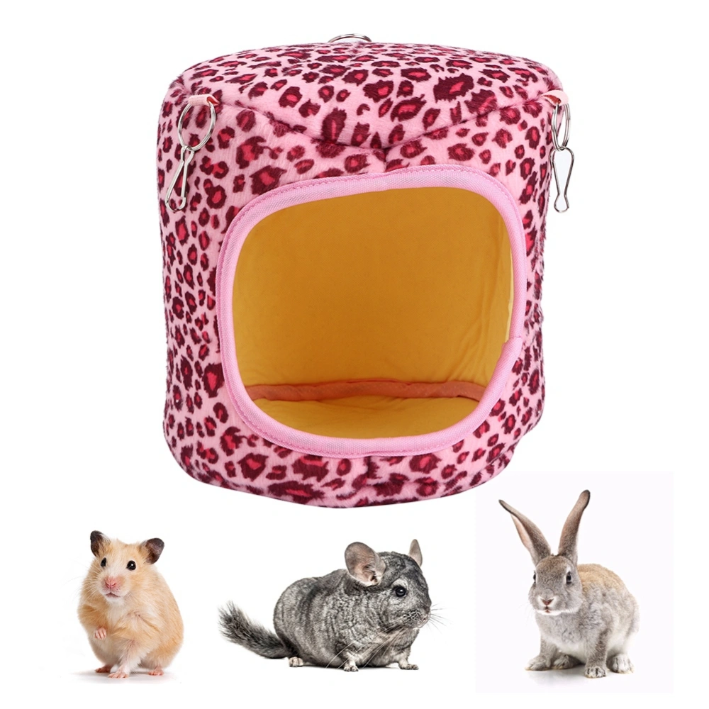 Cotton Pet Hamster Warm Hammock Hanging Sleeping Nest for Squirrel Hedgehog Guinea Pig Chinchilla RabbitsPink Leopard