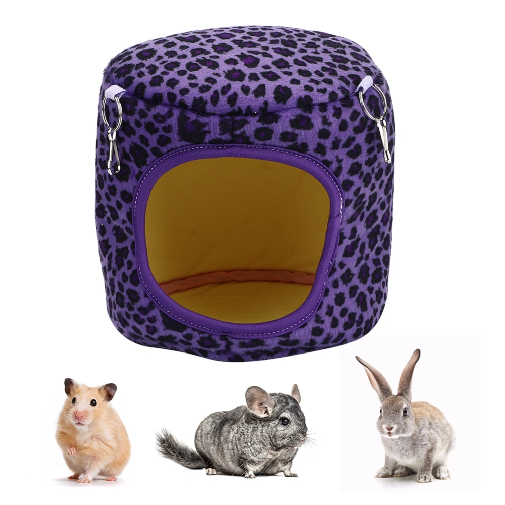 Cotton Pet Hamster Warm Hammock Hanging Sleeping Nest for Squirrel Hedgehog Guinea Pig Chinchilla RabbitsPurple Leopard