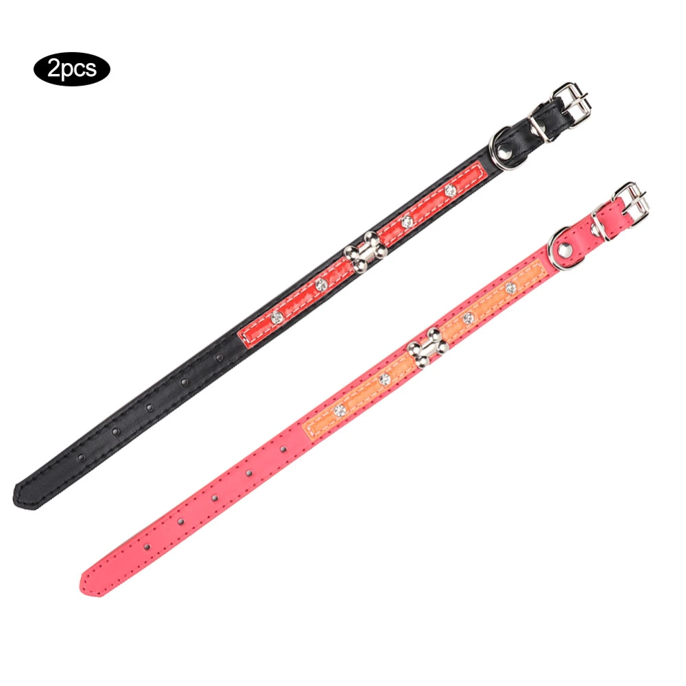 2Pcs Pet Adjustable Collar Cute Pattern with Reflective Stripe for Small Dog Cat