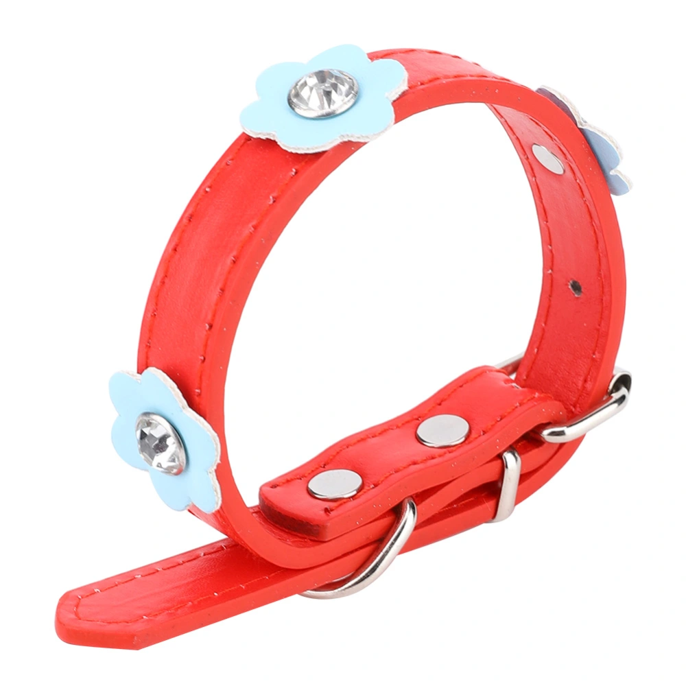 2Pcs Pet Adjustable Collar with Cute Pattern Decor for Small Dog Red