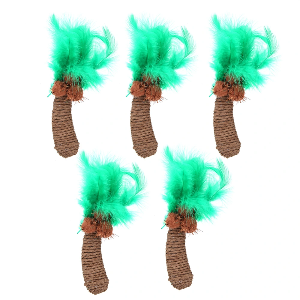 5PCS Pet Cat Paper Rope Coconut Tree Modeling Feather Claw Grinding Training Interactive Toy