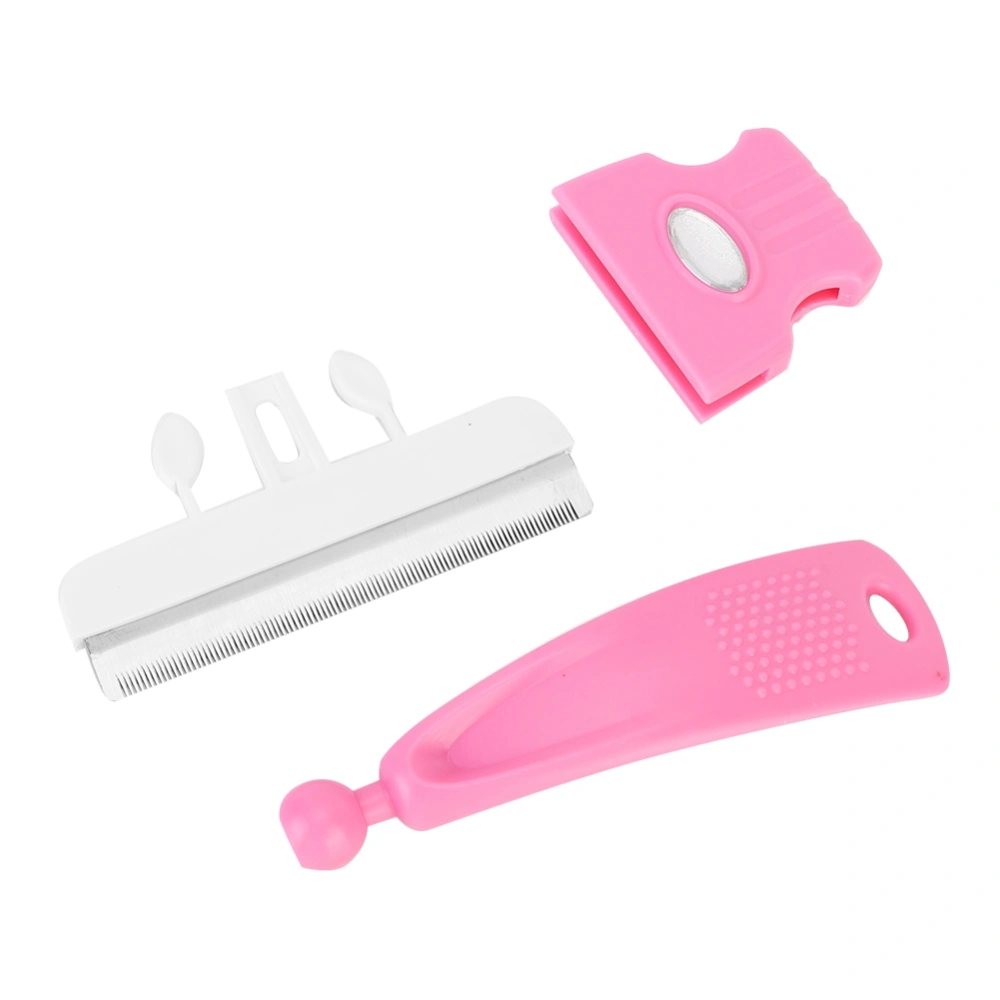 Pet Dog Hair Flea Comb Adjustable Handle Cat Massage Grooming Combs Brush Tool(Pink S)