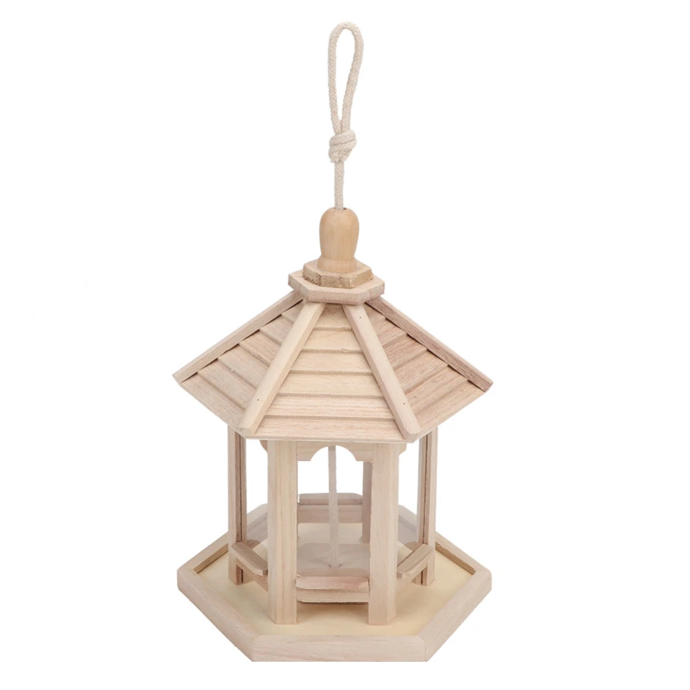 Outdoor Durable Wooden Plastic Hanging Transparent Bird Feeder House Food Case Pet Supplies