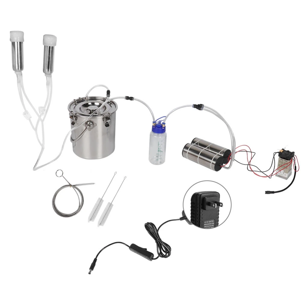 5L Goat Sheep Cow Milking Kit Portable Electric Impulse Milking Machine(for Cow US Plug)