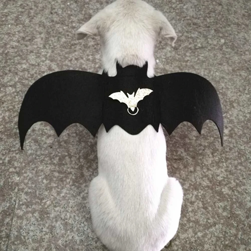 Pet Cat Dog Costume Bat Wings Walking Harness Vest Chest Strap Harness with Leash (S)
