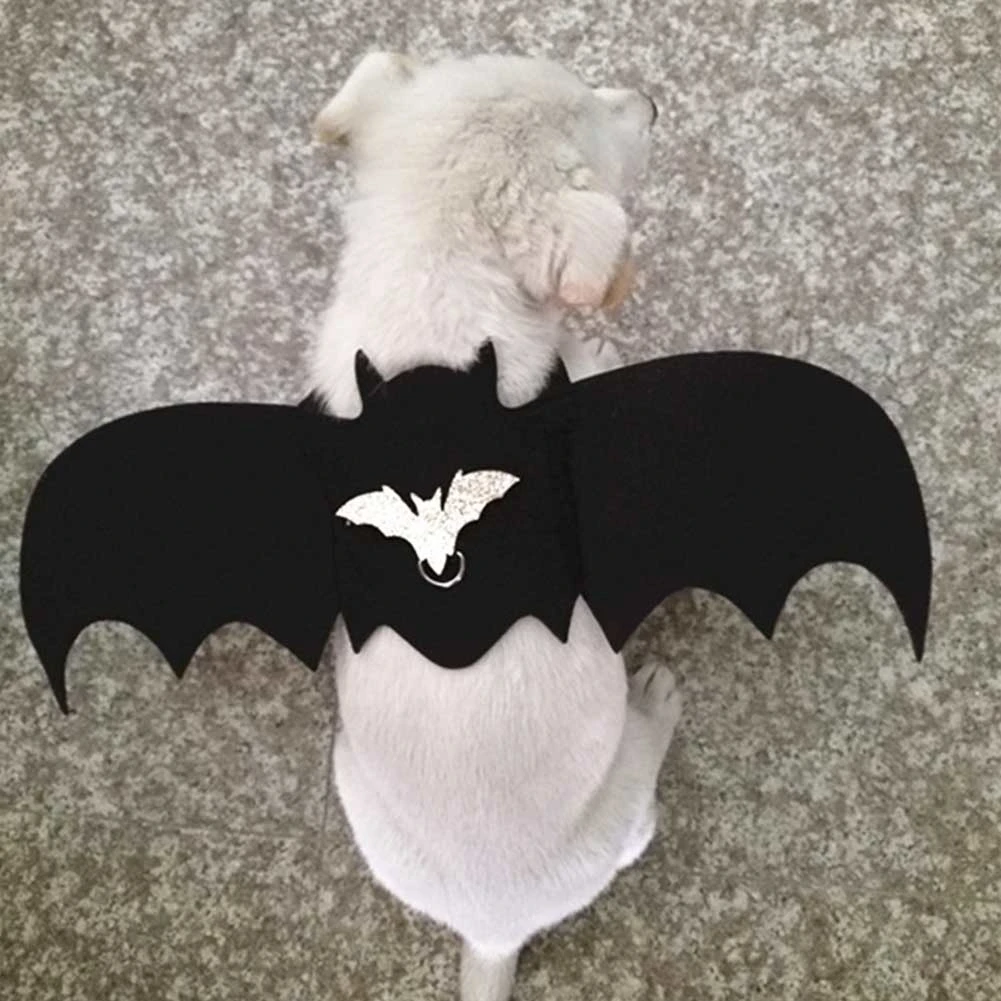 Pet Cat Dog Costume Bat Wings Walking Harness Vest Chest Strap Harness with Leash (S)