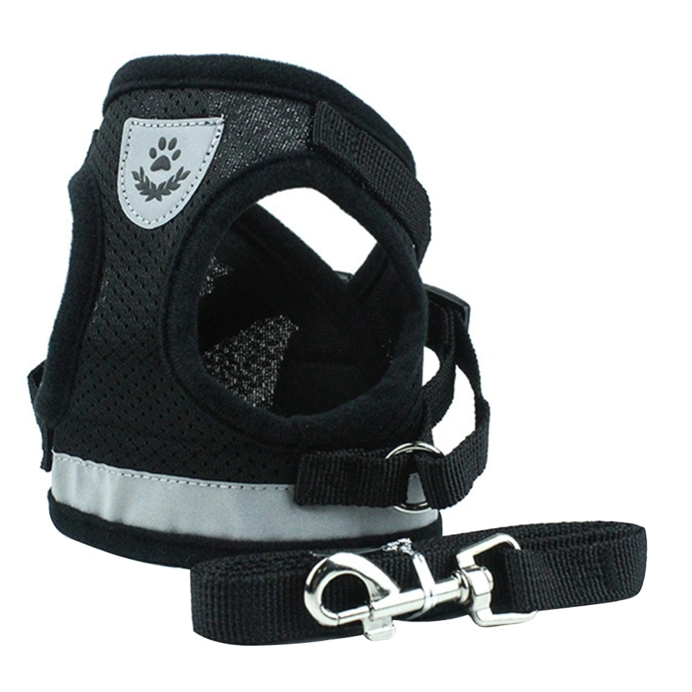 Adjustable Pet Dog Durable Leash Rope Security Vest Chest Cloth Neck Strap (Black XS)