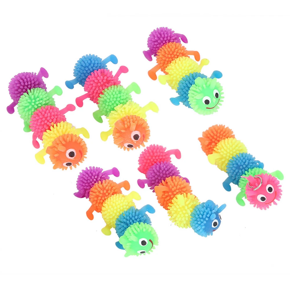 6Pcs Soft Simulation Inchworm Cat Teaser Toy Pet Cat Teeth Clean Chew Bite Playing Toys