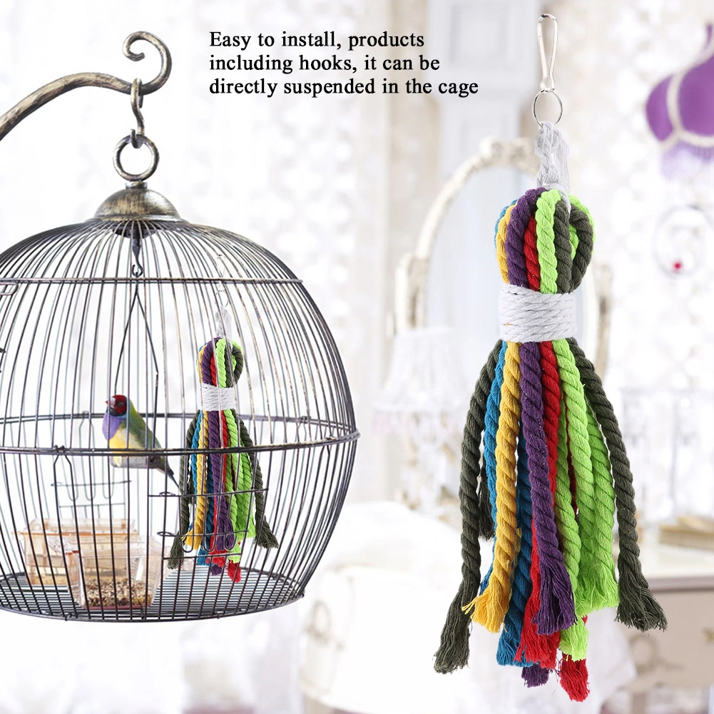 Pets Bird Multi Color Cotton Rope Toy Parrots Cage Chewing Toy Fits Small to Medium sized Birds