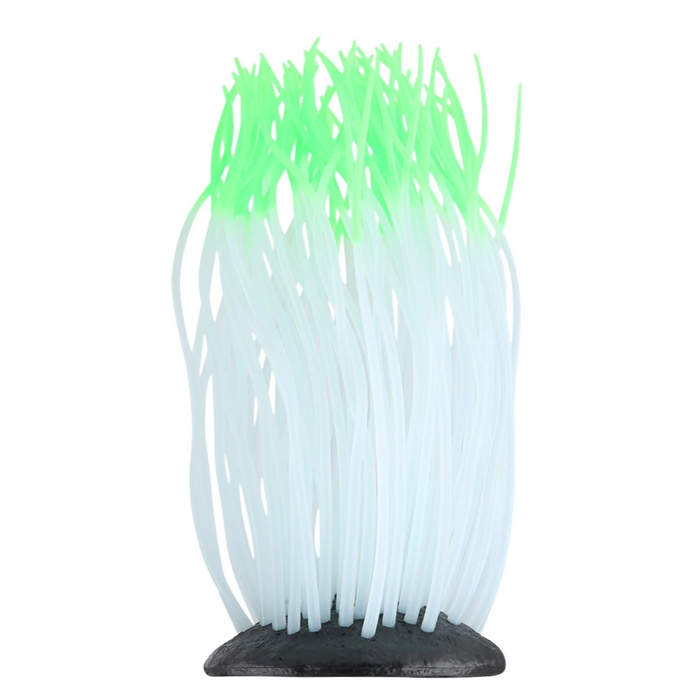 Simulation Artificial Silicone Sea Anemone Coral Ornament for Aquarium Fish Tank Decor(Green)