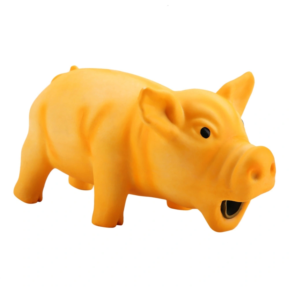 Cute Pig Grunting Squeak Latex Pet Chew Toys for Dog Puppy Toy(Yellow)