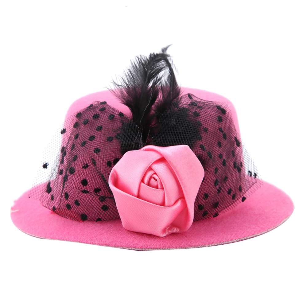 Fashion Dogs Cats Hats Cute Prince Style Feather Caps for Pet Headwear Accessories(Rose Red)