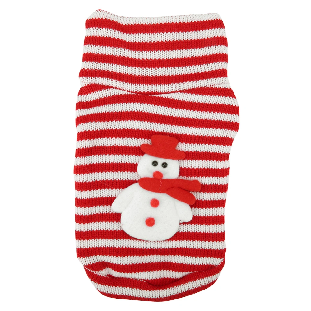 Pet Christmas Sweater Warm Striped Cute Puppy Clothes Xmas Dog Snowman Costume(M)