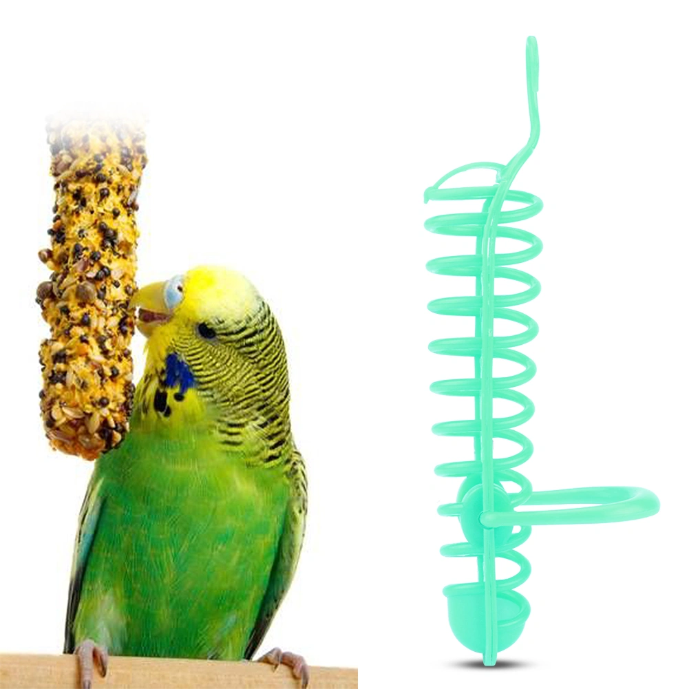 Parrots Feeder Basket Plastic Food Fruit Feeding Perch Stand Holder for Pet Bird Supplies(Green