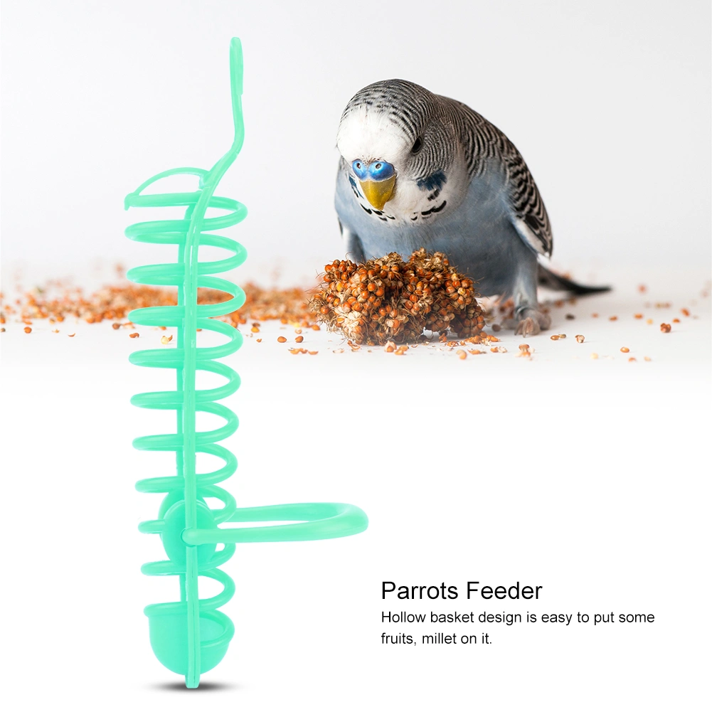 Parrots Feeder Basket Plastic Food Fruit Feeding Perch Stand Holder for Pet Bird Supplies(Green