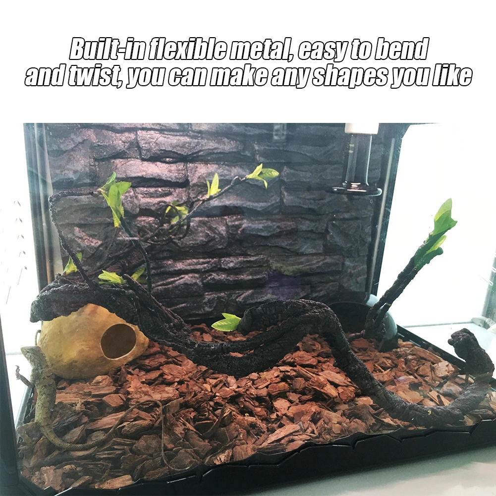 Artificial Reptiles Vine Climber Jungle Forest Bend Branch Terrarium Cage Decor (S)
