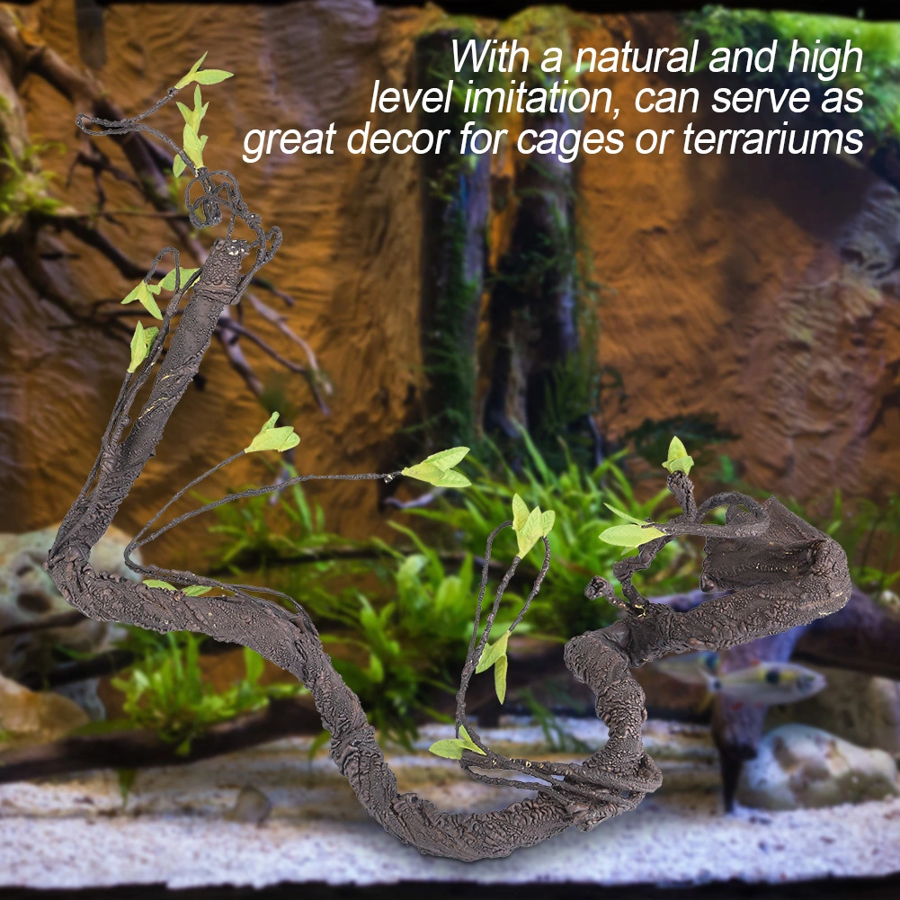 Artificial Reptiles Vine Climber Jungle Forest Bend Branch Terrarium Cage Decor (S)