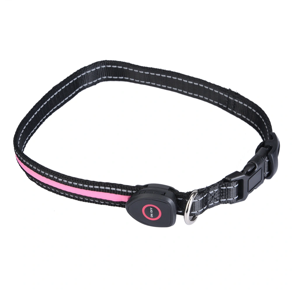 LED Dog Collar with USB Rechargeable Adjustable Nylon Collars for Pets Safety Flashing(Pink, S)