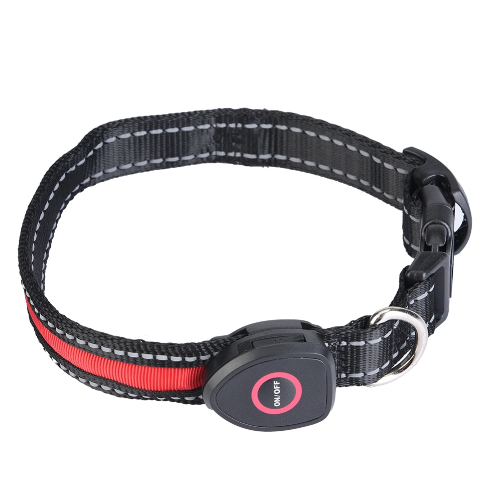 LED Dog Collar with USB Rechargeable Adjustable Nylon Collars for Pets Safety Flashing(Red, L)