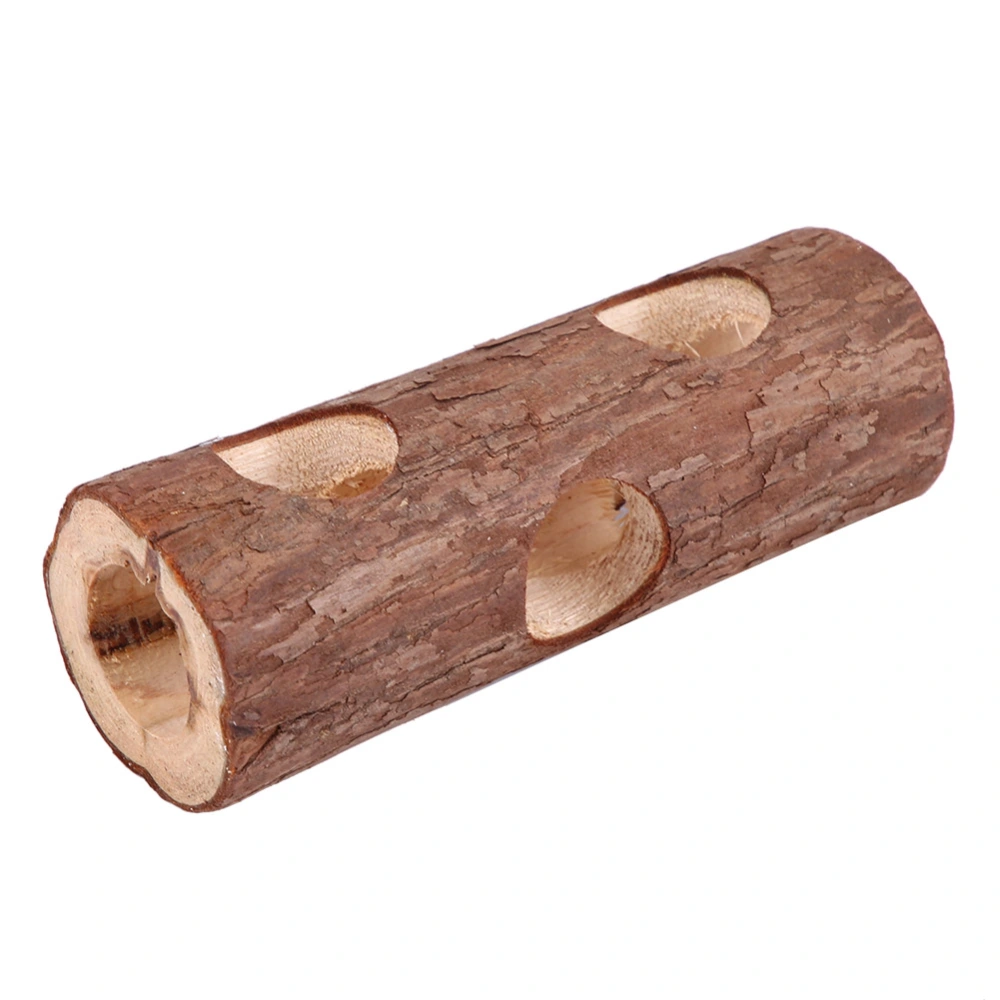 Wooden Animal Tunnel Exercise Tube Chew Toy for Rabbit Ferret Hamster Guinea Pig (S)