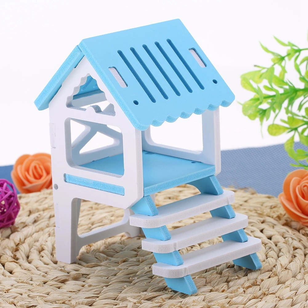 Waterproof Cute Fashionable Assembling Wooden Attic Loft Gazebo for Pet Hamster(Blue)