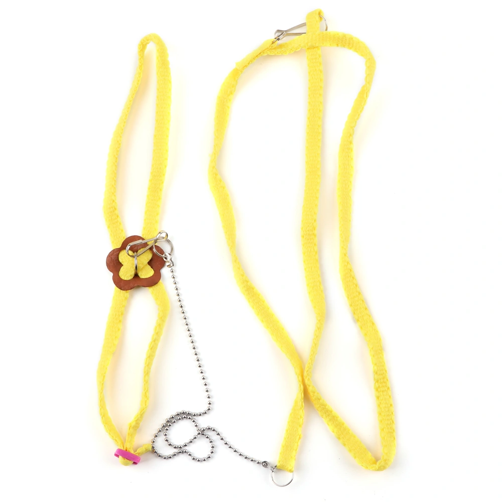 Fiber Adjustable Soft Bird Harness for Pet Parrot Outdoor Training and Playing(Yellow)