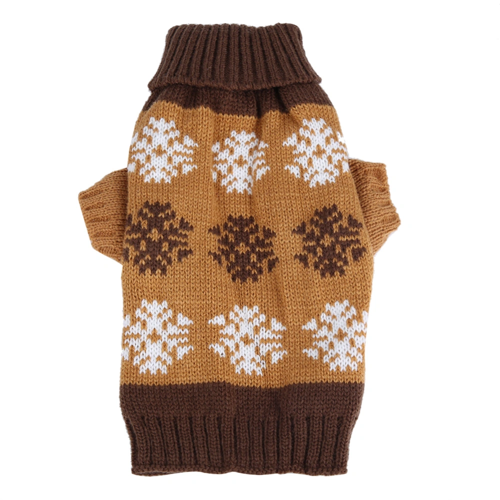 Cute Pet Dogs Christmas Clothes Snowflakes Printed Knitted Sweater for Small Dogs (Brown L)