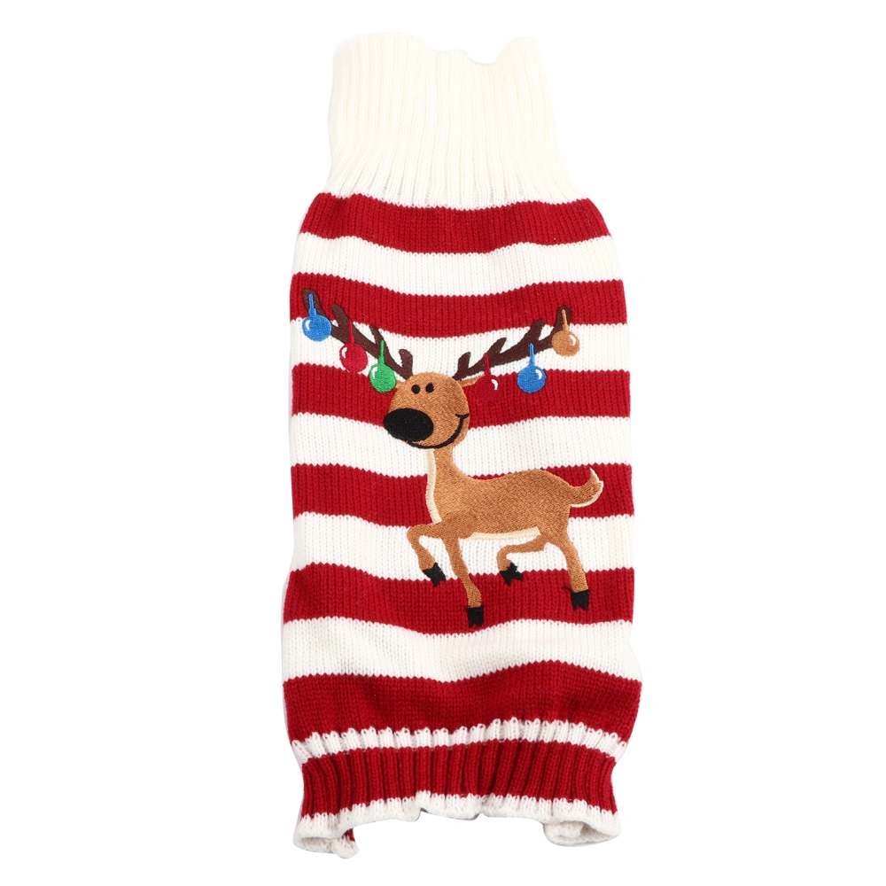 Fashionable Pet Warm Sweater Cute Stripe Clothes Cat Dog Winter Coat for Christmas(Red S)