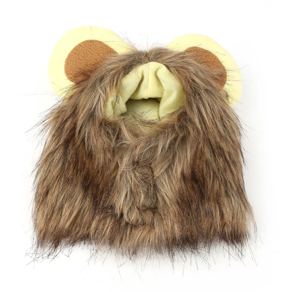 Funny Cute Lion Mane Wig Autumn Winter Hat Cap for Pet Gog Cat Halloween Theme Party Costume L