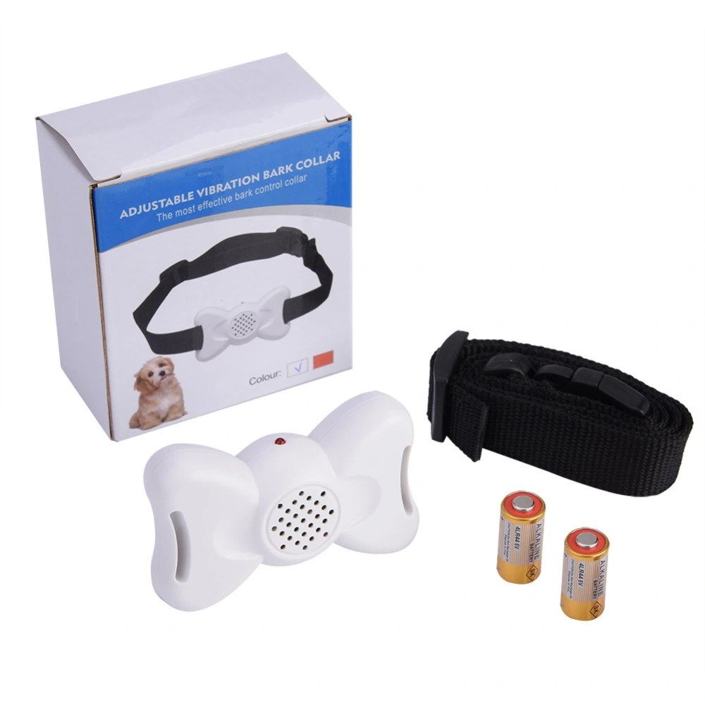 Anti Bark Dog Training Tool Collar Vibration Adjustable Sound Stop Barking Machine(White)