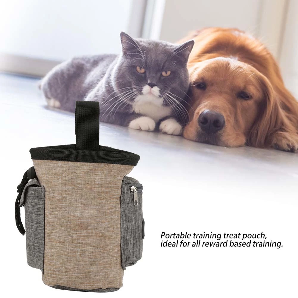 Pet Food Treat Bag Snack Training Obedience Waist Pouch Multifunctional Portable Supplies(Brown
