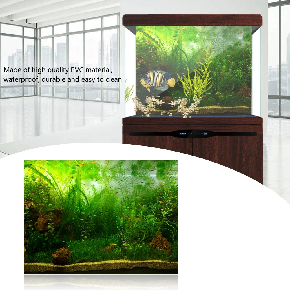 Water Grass Style Aquarium Fish Tank Background Poster PVC Adhesive Decor Paper (76*46cm)
