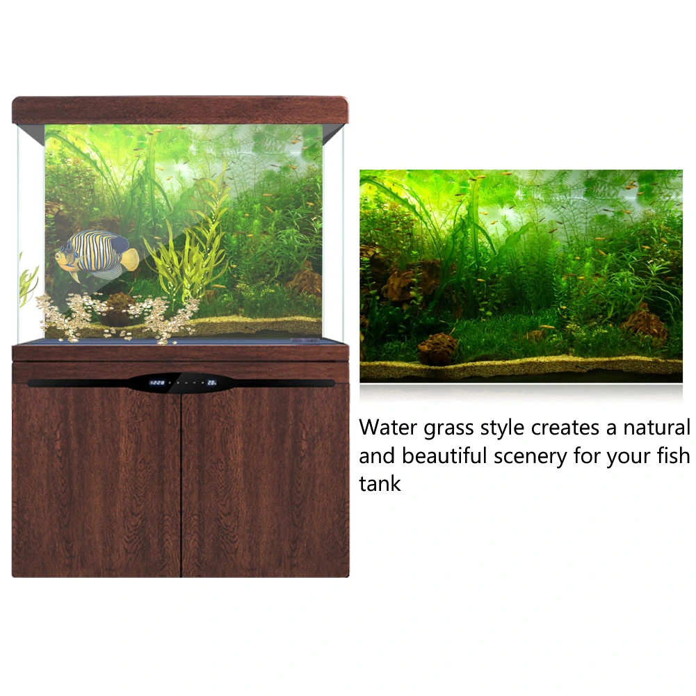 Water Grass Style Aquarium Fish Tank Background Poster PVC Adhesive Decor Paper (76*46cm)