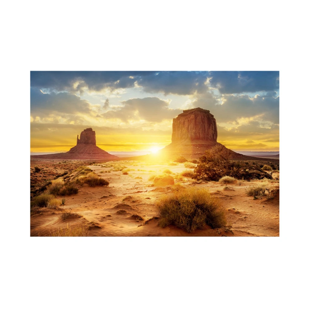 Sun and Desert Style Aquarium Fish Tank Background Poster PVC Adhesive Decor Paper (76*30cm)