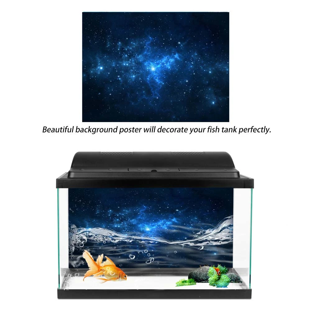PVC Adhesive Star Dust Aquarium Fish Tank Background Poster Backdrop Decoration Paper (76*46cm)