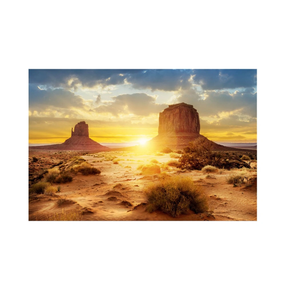 Sun and Desert Style Aquarium Fish Tank Background Poster PVC Adhesive Decor Paper (91*50cm)