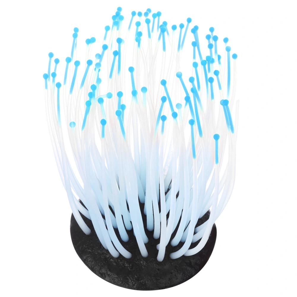 Vivid Artificial Coral Plant Ornament for Aquarium Underwater Fish Tank Night Light Blue