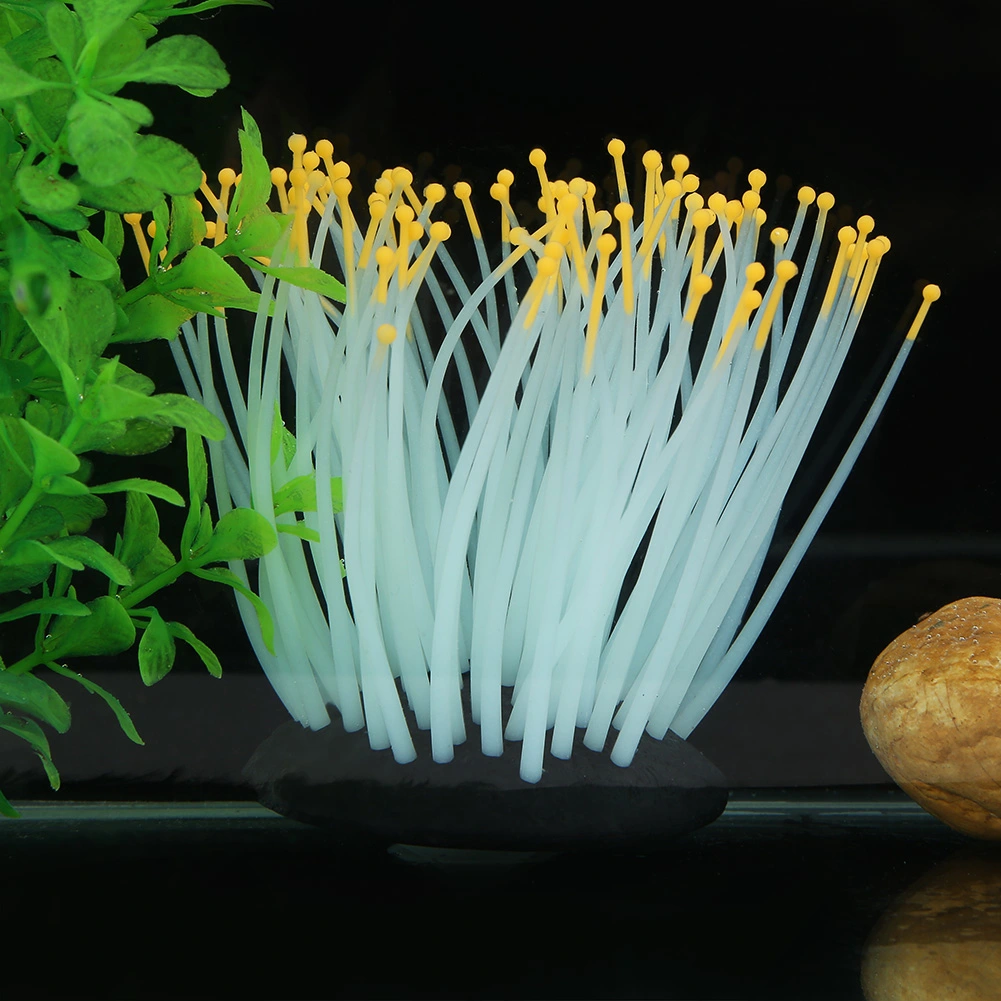 Vivid Artificial Coral Plant Ornament for Aquarium Underwater Fish Tank Night Light Orange