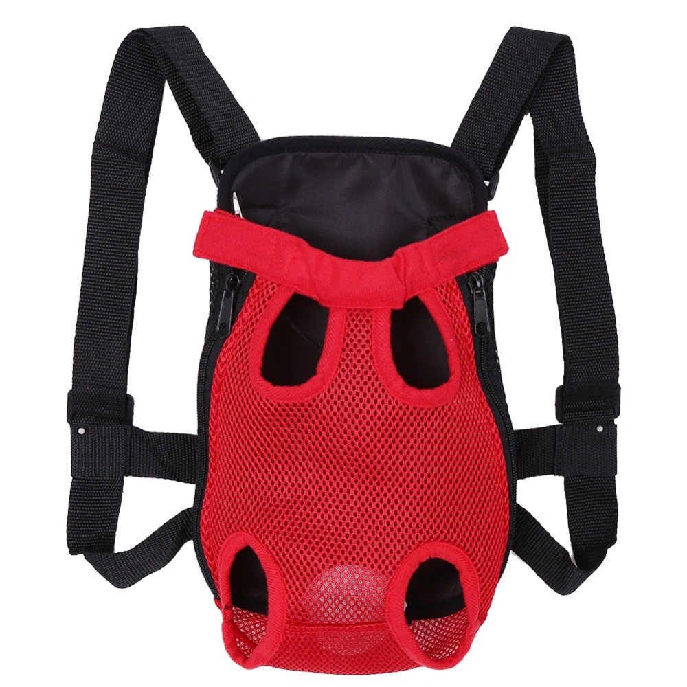 Fashionable Durable Pet Dog Five Holes Backpack Front Chest Carrier Net Bag(Red M)