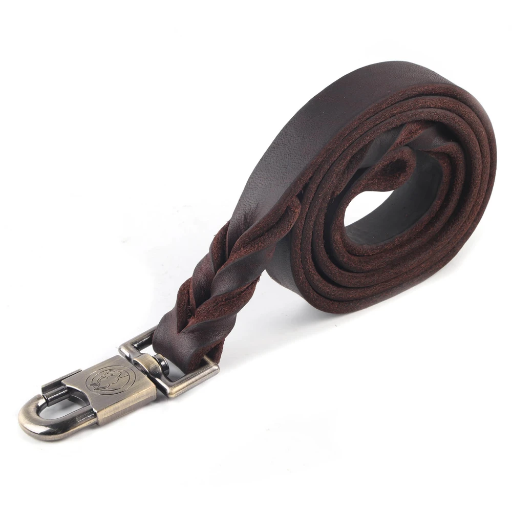 1pc Soft Leather Dog Collar & Leash in Braided Pet Chain (2.5 x 120cm)