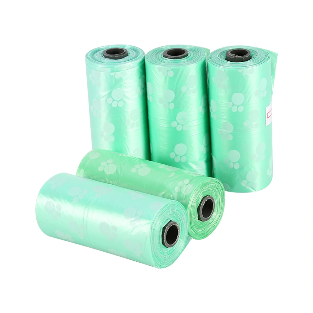 5 Rolls Portable Printed Pet Puppy Dog Cat Waste Clean Poop Pick Up Garbage Bags