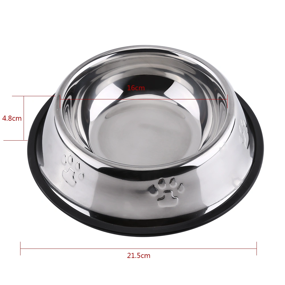Anti Slip Botom Dog Puppy Pet Cat Food Water Bowl Dish Feeder Feeding Dish(21.5cm)