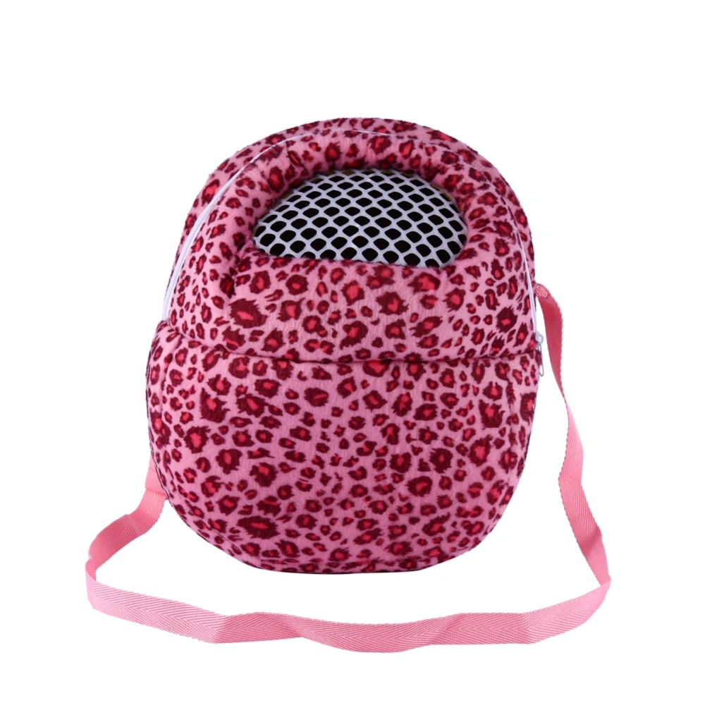 Pet Carrier Pocket Hamster Rat Cat Hedgehog Rabbit Ferret Sleeping Travel Bag (Leopard Pink L)