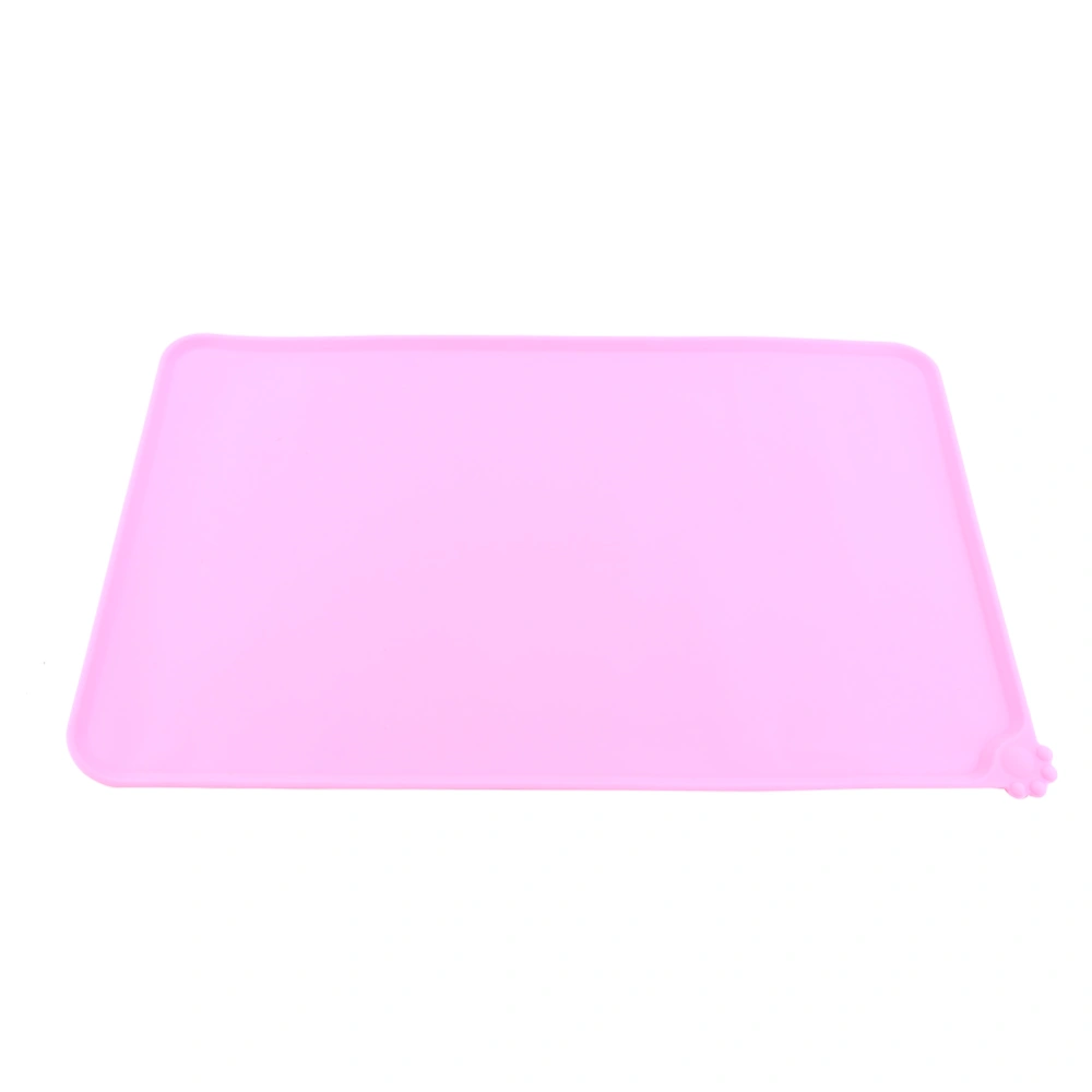 Buyweek Pet Cat Feeding Mat Silicone Collapsible Waterproof Dish Bowl Feed Food Water Placemat (Pink)