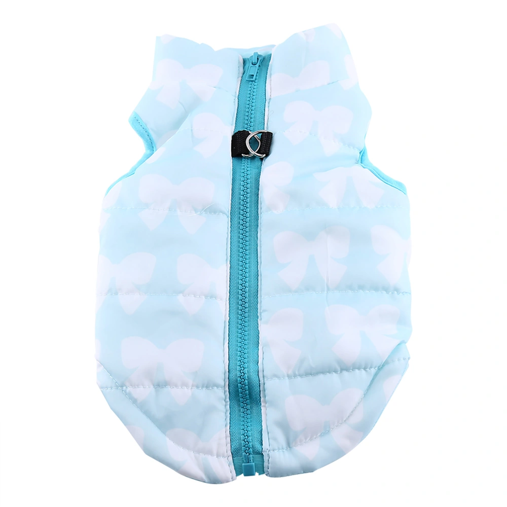 Pet Jacket Bowknot Soft Yorkshire Dog Winter Warm Apparel Clothing Costumes (Light Blue S)